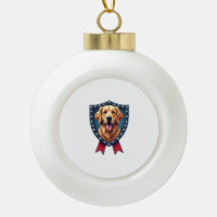 Patriotic Golden Retriever Shield Ribbon Drop Tee