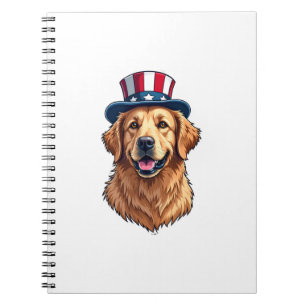 Patriotic Golden Retriever Split Frame Tee 2 Notebook