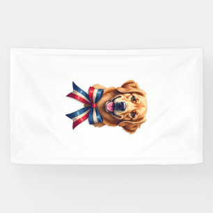 Patriotic Golden Retriever Twin Ribbon Tee Banner