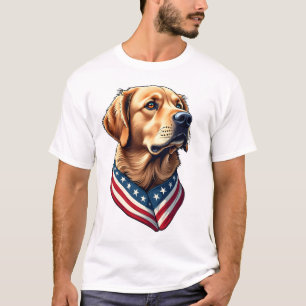 Patriotic Golden Retriever USA Flag Style Tee 4