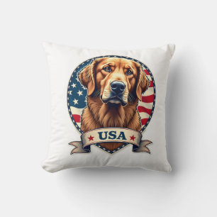 Patriotic Golden Retriever USA Vintage Shirt 2 Cushion