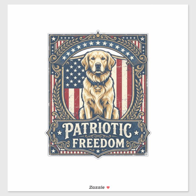 Patriotic Golden Retriever Vector Graphic Tee_1 (Sheet)