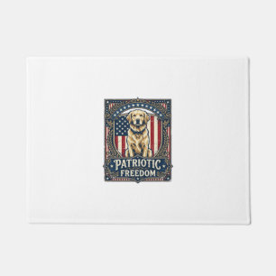 Patriotic Golden Retriever Vector Graphic Tee_1 Doormat