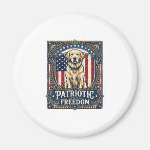 Patriotic Golden Retriever Vector Graphic Tee_1 Magnet