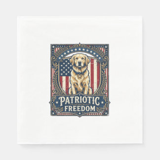 Patriotic Golden Retriever Vector Graphic Tee_1 Napkin