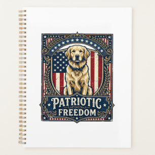 Patriotic Golden Retriever Vector Graphic Tee_1 Planner