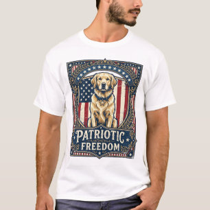Patriotic Golden Retriever Vector Graphic Tee_1 T-Shirt