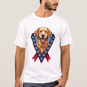 Patriotic Golden Retriever Victory Ribbon Tee