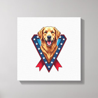 Patriotic Golden Retriever Victory Ribbon Tee Canvas Print