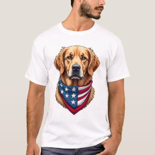 Patriotic Golden Retriever Vintage Engraving Shirt