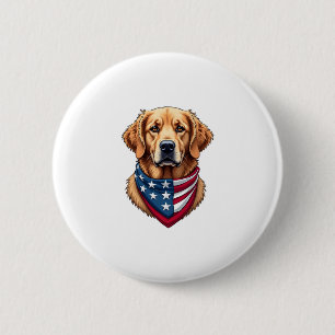 Patriotic Golden Retriever Vintage Engraving Shirt 6 Cm Round Badge