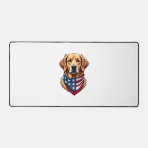 Patriotic Golden Retriever Vintage Engraving Shirt Desk Mat