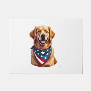 Patriotic Golden Retriever Vintage Engraving Shirt Doormat