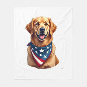 Patriotic Golden Retriever Vintage Engraving Shirt Fleece Blanket