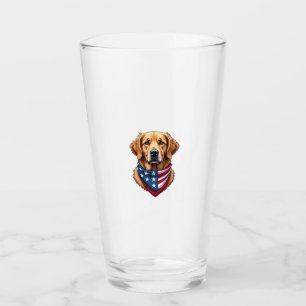 Patriotic Golden Retriever Vintage Engraving Shirt Glass