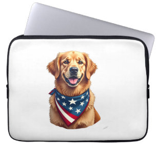 Patriotic Golden Retriever Vintage Engraving Shirt Laptop Sleeve