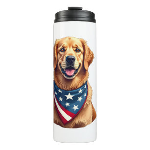 Patriotic Golden Retriever Vintage Engraving Shirt Thermal Tumbler