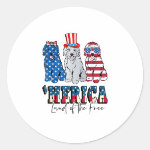 Patriotic Goldendoodle Dog 4th of July America USA Classic Round Sticker