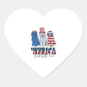 Patriotic Goldendoodle Dog 4th of July America USA Heart Sticker