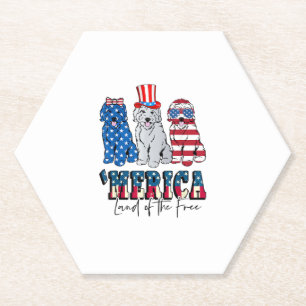 Patriotic Goldendoodle Dog 4th of July America USA Paper Coaster