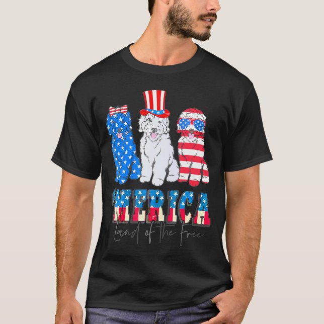 Patriotic Goldendoodle Dog 4Th Of July America Usa T-Shirt (Front)