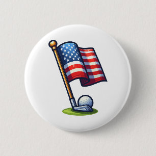 Patriotic Golf 4th Of July Usa Independence Day 6 Cm Round Badge