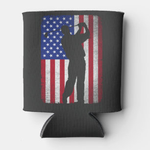 Patriotic Golf Golfing American Flag 4th Of July  Can Cooler