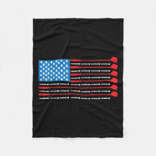 Patriotic Golf Shirt - Usa Flag Golf Clubs & G Fleece Blanket