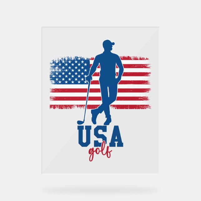 Patriotic Golf USA Acrylic Sign (Front)