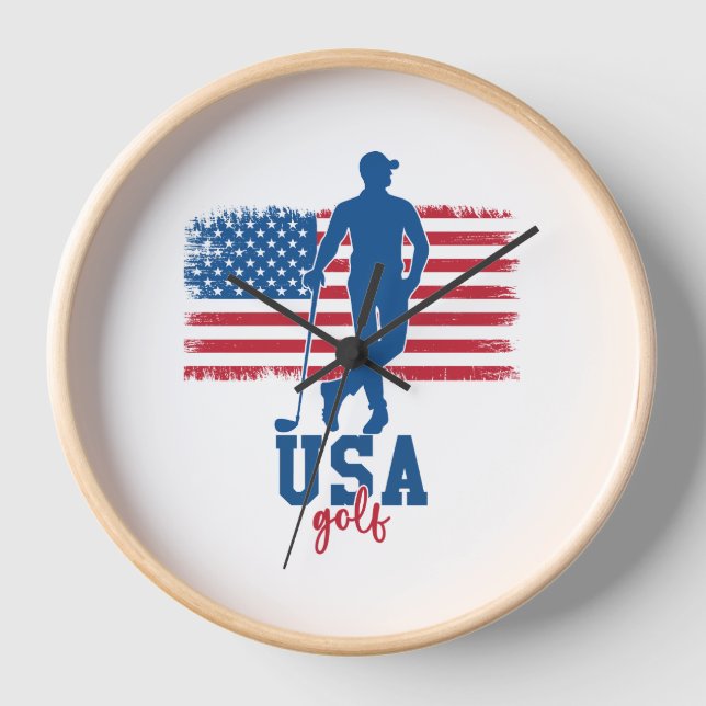 Patriotic Golf USA Clock (Front)