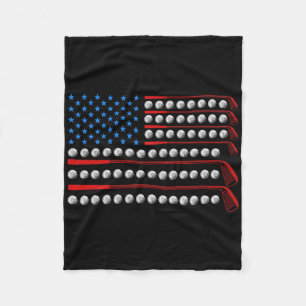 Patriotic Golf Usa Flag Golf Clubs 4th Of July Gol Fleece Blanket