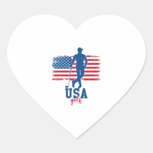 Patriotic Golf USA Heart Sticker