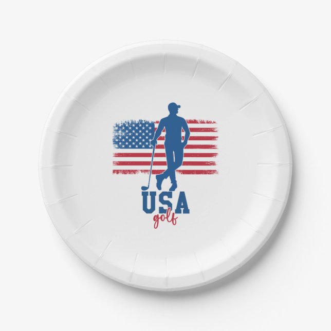 Patriotic Golf USA Paper Plate (Front)