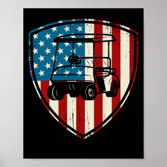 Patriotic Golf Wear USA Strong Golf Cart Poster (Front)