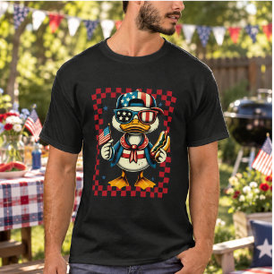 Patriotic Goose 4th of July Coquette USA T-Shirt