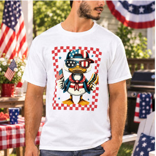Patriotic Goose 4th of July Coquette USA T-Shirt