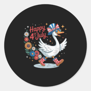 Patriotic Goose 4th Of July Independence Day Classic Round Sticker