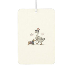 Patriotic Goose and Dachshund Vintage Shirt Design Car Air Freshener
