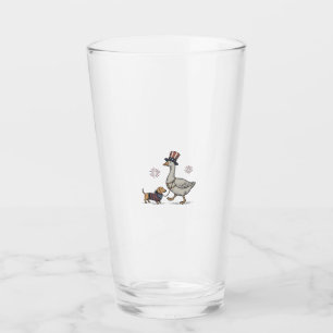 Patriotic Goose and Dachshund Vintage Shirt Design Glass