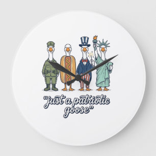 Patriotic Goose Lineup Vintage Vector Shirt_1 Large Clock