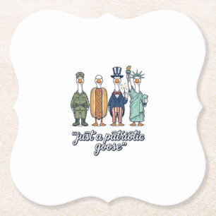 Patriotic Goose Lineup Vintage Vector Shirt_1 Paper Coaster