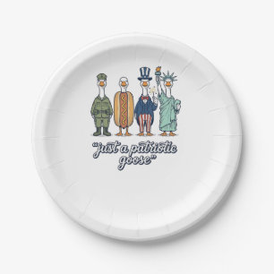 Patriotic Goose Lineup Vintage Vector Shirt_1 Paper Plate
