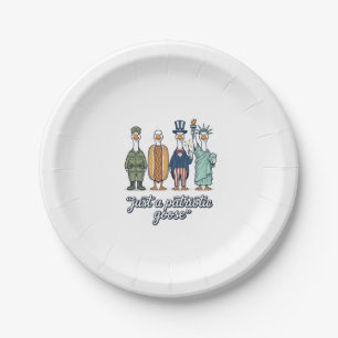 Patriotic Goose Lineup Vintage Vector Shirt_1 Paper Plate