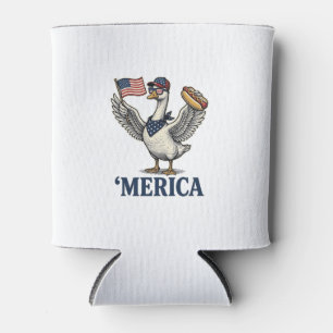 Patriotic Goose 'Merica Hot Dog Vintage Shirt Desi Can Cooler