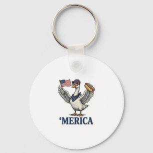 Patriotic Goose 'Merica Hot Dog Vintage Shirt Desi Key Ring