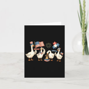Patriotic Goose Parade July 4th Celebration Card