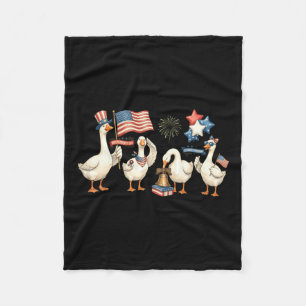Patriotic Goose Parade July 4th Celebration Fleece Blanket
