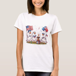 Patriotic Goose Set 4th of July USA T-Shirt