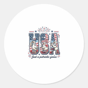 Patriotic Goose USA Vintage Fourth of July Shirt ( Classic Round Sticker