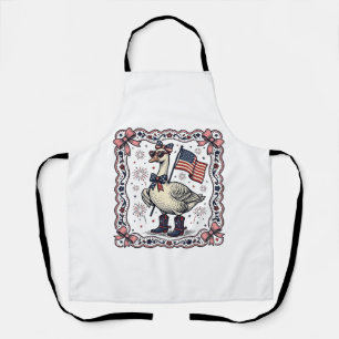Patriotic Goose Vintage Engraving Apron